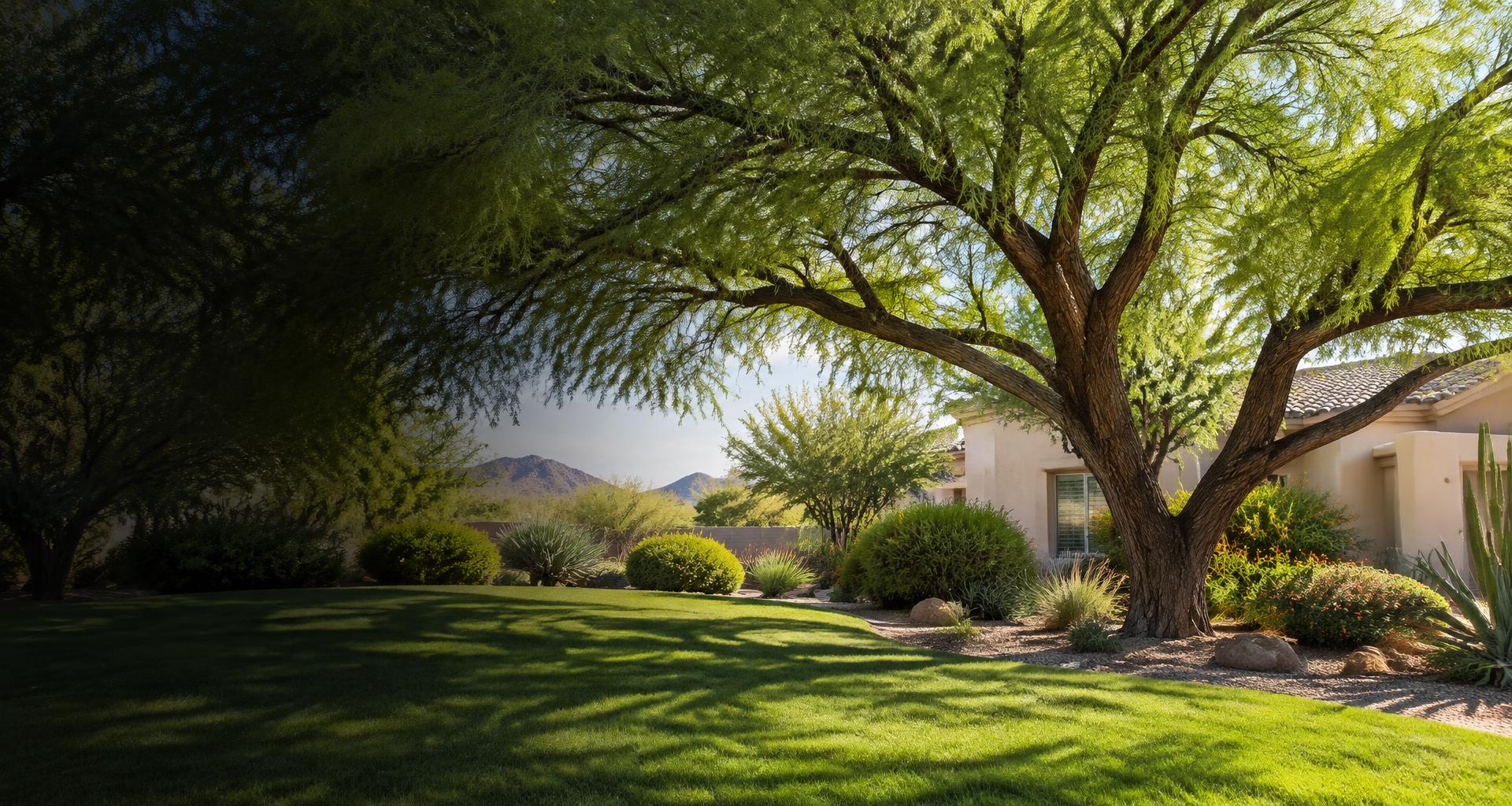 Mature shade tree in a landscaped Arizona yard representing arborist service in Goodyear, AZ